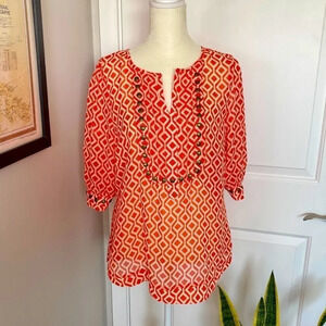 41 Hawthorn Stitch Fix Orange Studded Flowy Blouse